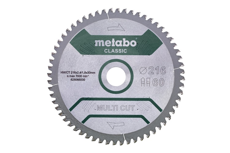 Metabo Sägeblatt "multi cut - classic"216x2,4/1,8x30Z60 FZ/TZ5°neg.
