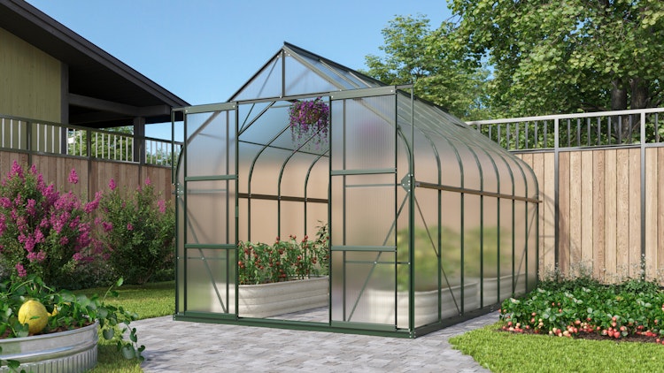 Vitavia Gewächshaus Dione/Diana 11500 inkl. 4 Dachfenster und Stahlfundamentrahmen - 11,5 m²