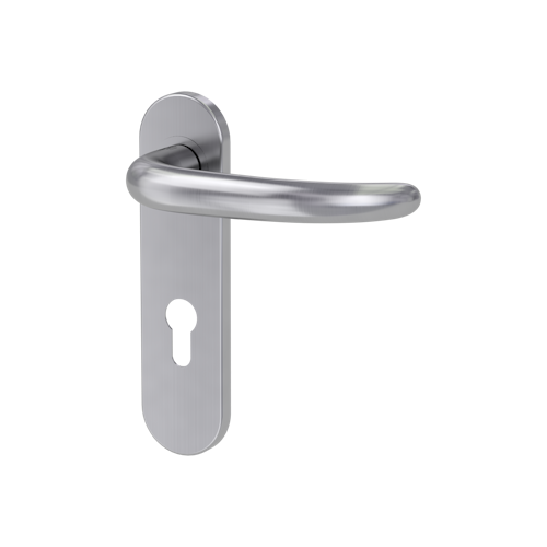 Griffwerk ULMER GRIFF PROF | DESIGN MANUFAKTUR  FS Panik Edelstahl matt -Kurzschild-Garnitur geteilter Vierkant 9mm -Schraubt. -PZ -TS 38-50mm