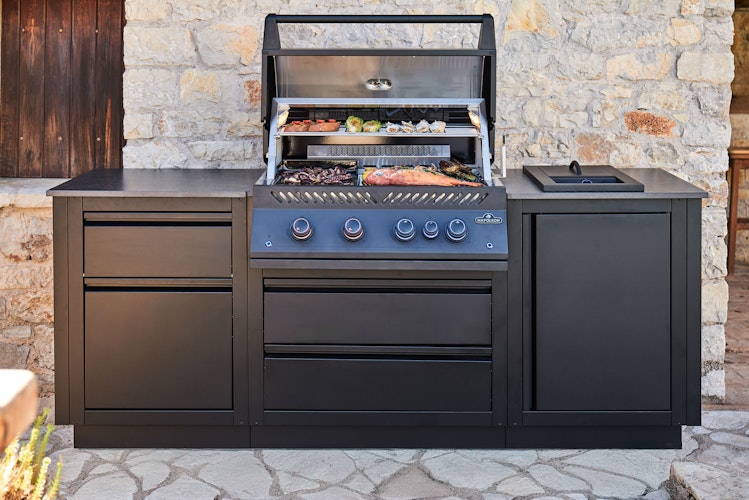 NAPOLEON Gasgrill 700-Series 32", Mattschwarz, Einbaugrill, inkl. Drehspieß