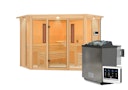 Vorschaubild Karibu Multifunktions-Sauna Asta inkl. Infrarotstrahler mit Eckeinstieg 68 mm