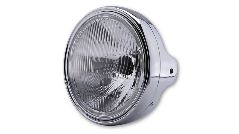 HIGHSIDER smart 7 Zoll LTD Scheinwerfer H4 Chrom geprägtes Glas, Seitliche Befestigung, E-geprüft (1Stck)