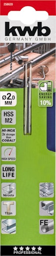 kwb Akku Top HI-NOX HSS Bohrer 2 mm SB 258620