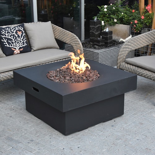 Gardenforma Gas Feuerstelle Branford aus Faserbeton in Betonoptik, schwarz