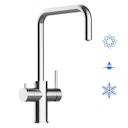 Vorschaubild 5 Wege Wasserhahn Küchenarmatur, Edelstahl Massiv mit 360° schwenkbarem N-Auslauf, Hochglanz Poliert