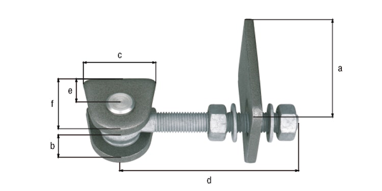 Alberts® Torband f.180° Öffn,kurz,Schrauben,etc.fvz.,Bolzen,etc.VA,z.Anschweißen,M16,VE8