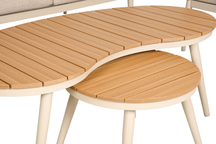 Garden Pleasure Lounge-Gruppe TULUM, Alu Sandbeige / Nonwood / Rope Beige / Kissen 100 % Polyester Beige