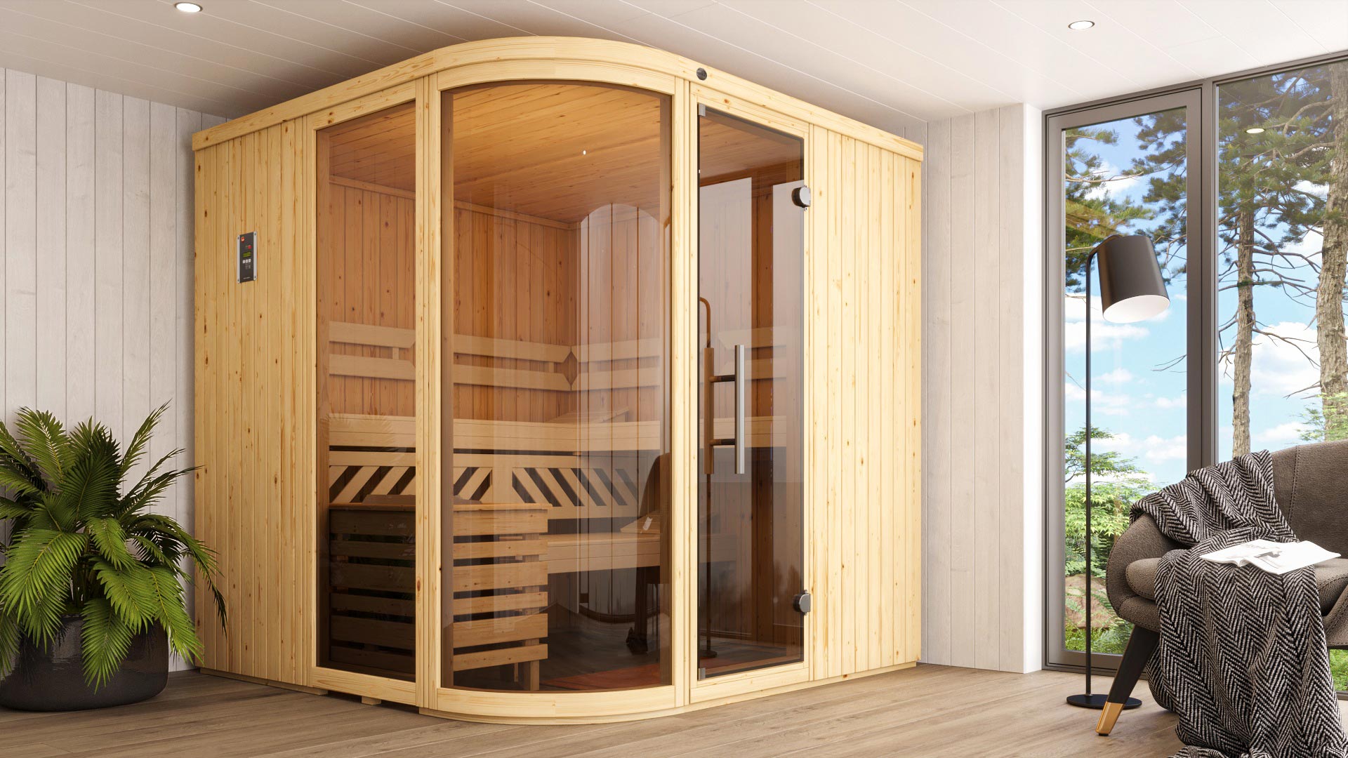 Weka Element-Designsauna Sara 2 Sparset inkl. Ofen - 68 mm - "Alles dabei"