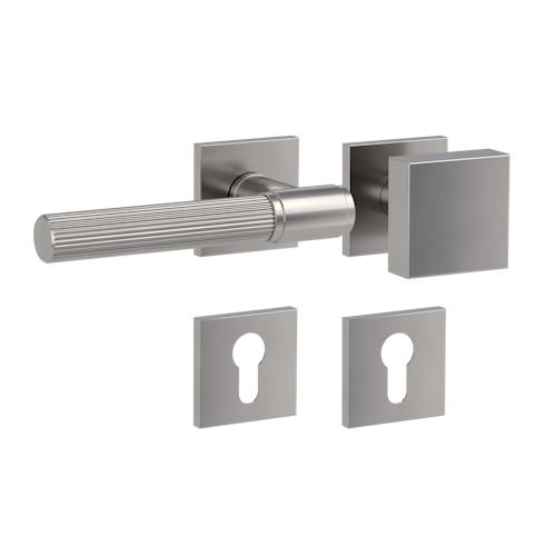 Griffwerk Wechselgarnitur VAYA 136 ARIS fast2fix Fast2Fix Rosetten eckig Knopf SQUARE Samtgrau L