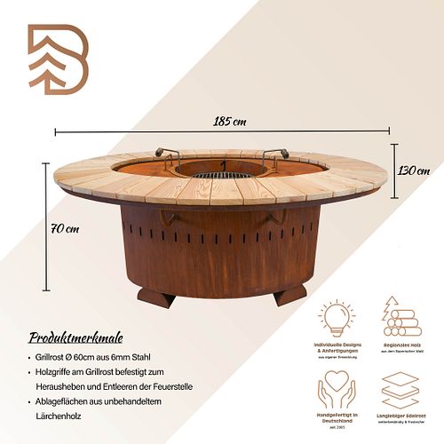 Badeko Grill-/Feuerstelle „Karlsruhe“ in Edelrostoptik