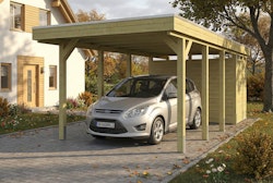 Skan Holz Carport Friesland 320x708 cm mit Abstellraum Set B