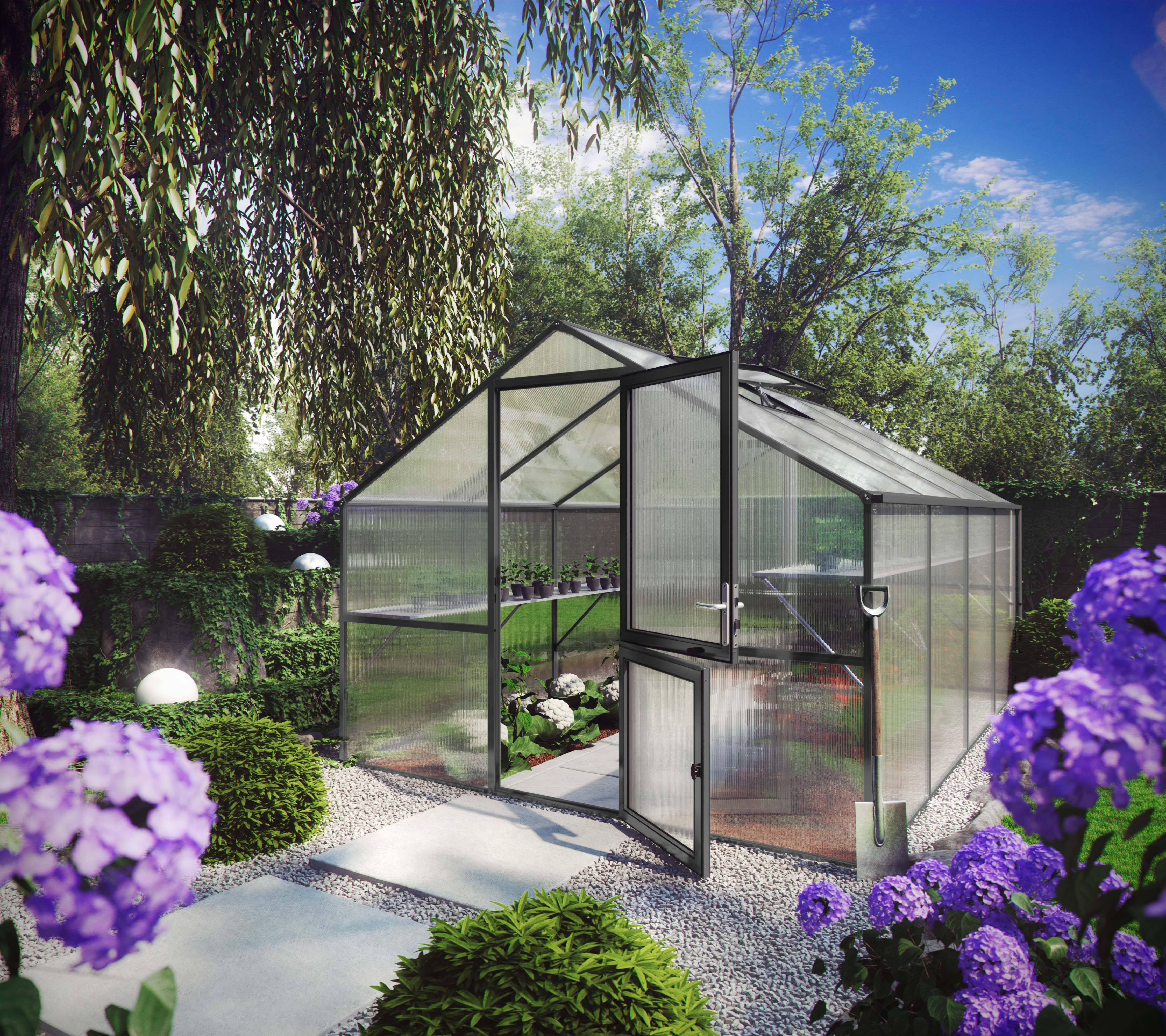 KGT Gewächshaus Orchidee Typ IV-anthrazit-2,97 x 4,29 m