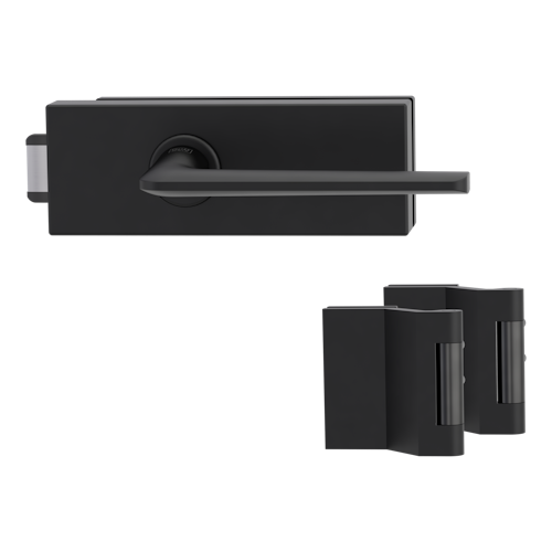 Griffwerk PURISTO S -Graphitschwarz Ganzglastürbeschlagset -3-teiliger Bandsatz -mit Griff REMOTE -GSC -UV