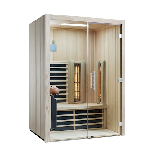Infraworld Infrarotkabine TrioSol Glas 145 Tanne VG inkl. 5-teiligem gratis Zubehörset