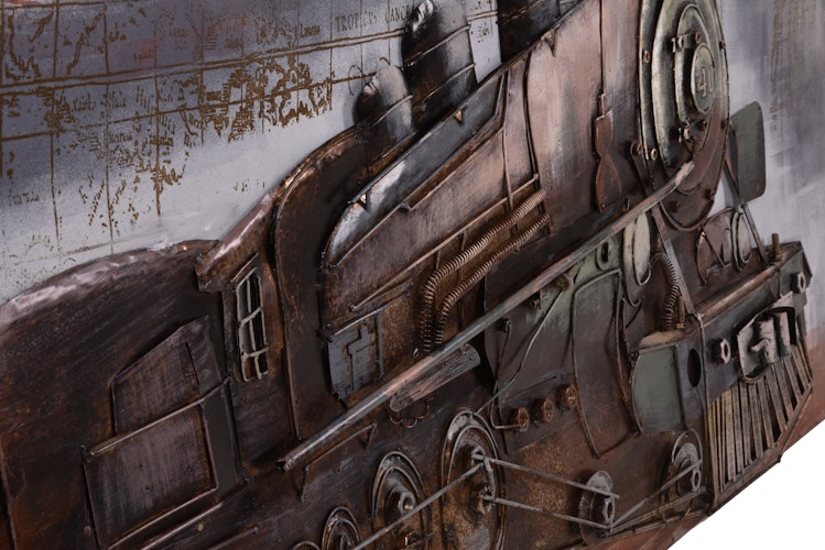 3D Metallbild Dampflok 140 x 70 cm, Stahlblech