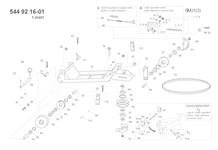 Husqvarna Zubehör für Aufsitzmäher 544921601 TRO052 - Front Mounted Rotary Broom