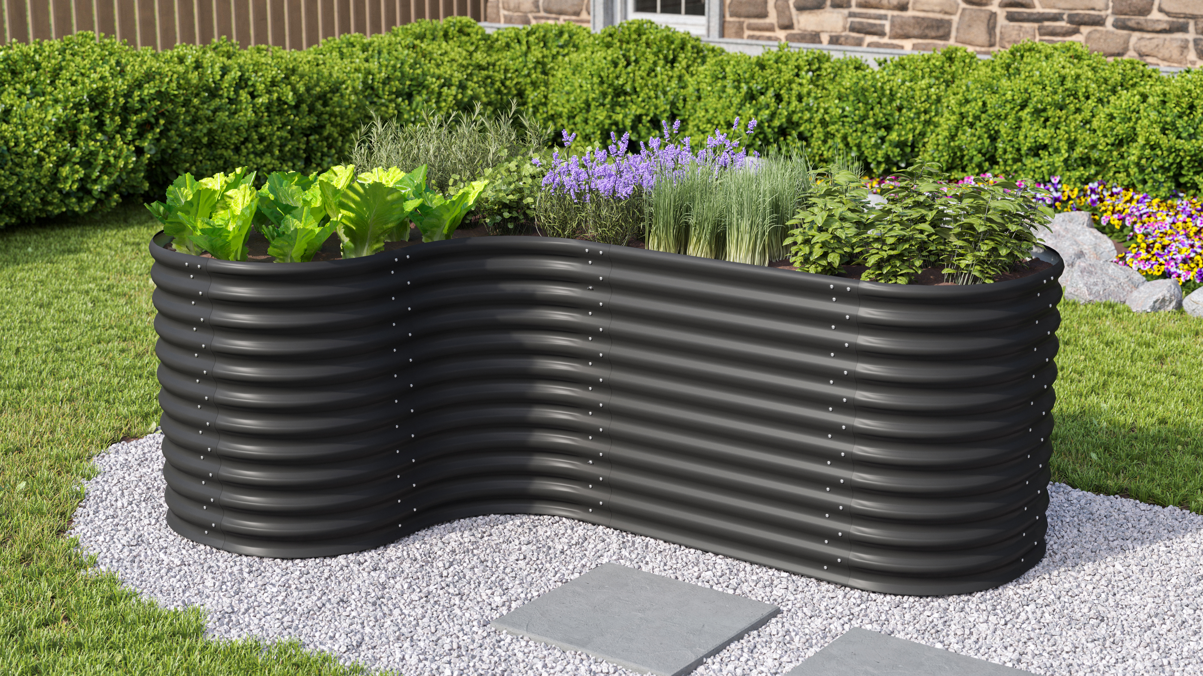 Vitavia Erweiterung "Curve" für Hochbeet Terra Basic Höhe 86 cm schwarz