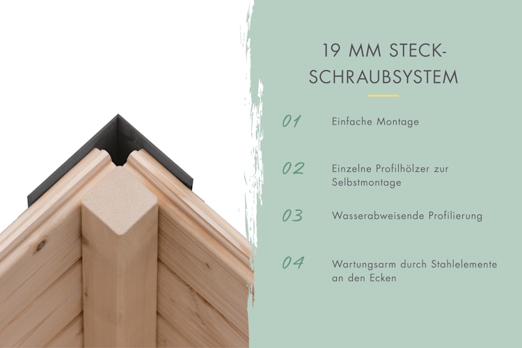 Karibu Metall-Holzgartenhaus Hybridhaus Jupiter A/B/C/D - 19 mm/0,5 mm