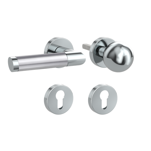 Griffwerk CHRISTINA Klipptechnik -Edelstahl poliert/matt Rosettengarnitur -Klippt. -Knopf R4 -WL -TS 40-45mm