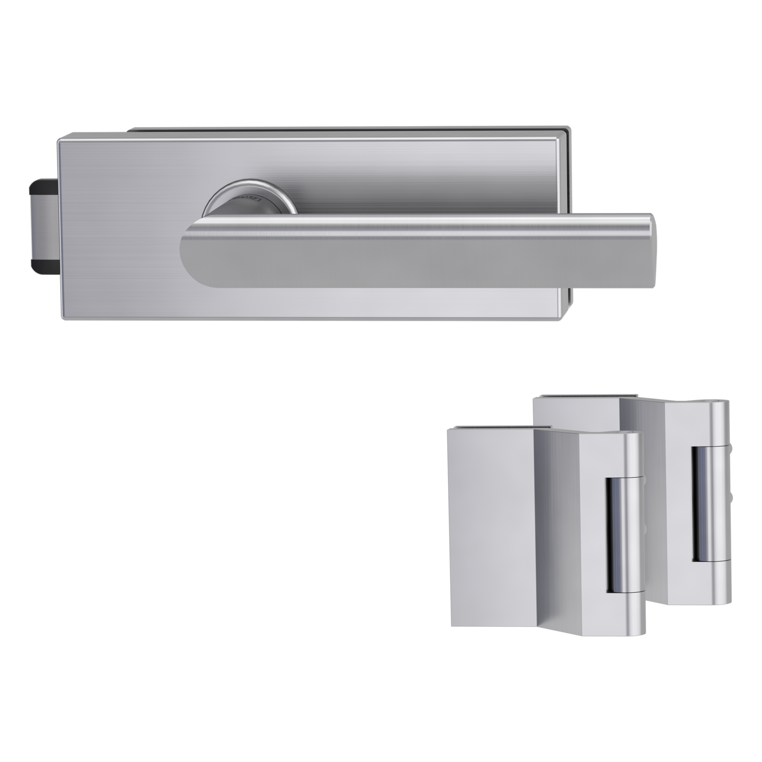 Griffwerk Glastürbeschlag PURISTO S mit Griff VAYA 137 TRI unverschließbar Flüster 3-tlg. Bänder VAYA 137 TRI Edelstahl ...