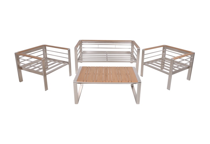 Garden Pleasure Lounge-Set FLORENCE, Aluminium Champagner / Nonwood / Kissen 100 % Polyester Beige