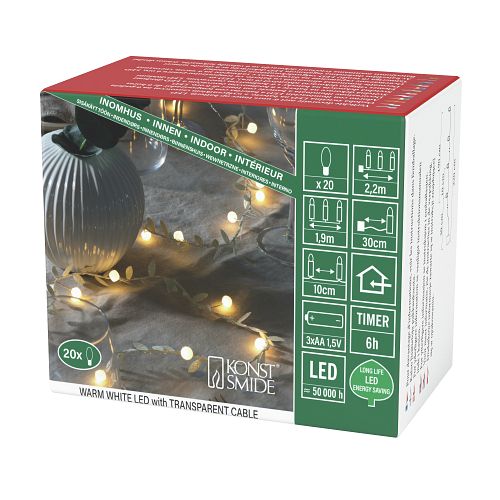 Konstsmide Weihnachtsbeleuchtung  LED Lichterkette goldene Blättern und Perlen