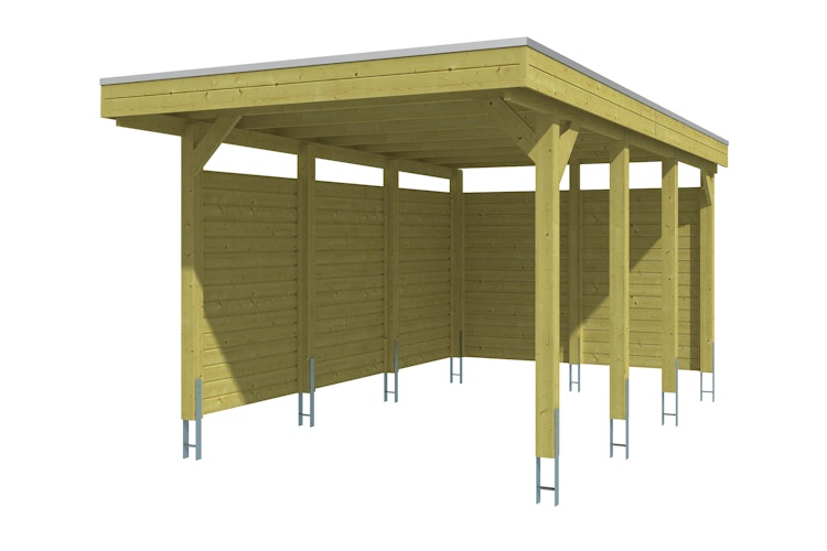 Skan Holz Carport Friesland 314x555 cm inkl. Rück- und Seitenwände Sparset 1