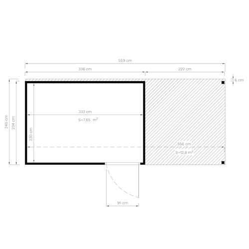 Bertilo Element-Gartenhaus Cubus 3 Office inkl. Lounge-Anbau - 19 mm