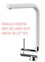 Vorschaubild Wasserhahn Vorfenster Küchenarmatur, Umklappbar 6 CM, LINKER HEBEL, mit 360° schwenkbarem L-Auslauf, Verchromt / Weiß Granit