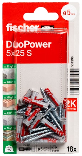 FISCHER Universaldübel Duopower 5x25 S K 534996