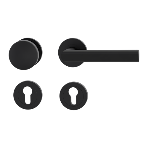 Griffwerk Wechselgarnitur TRI 134 Schraubtechnik GK3 Rosetten rund Knopf R2 Graphitschwarz R