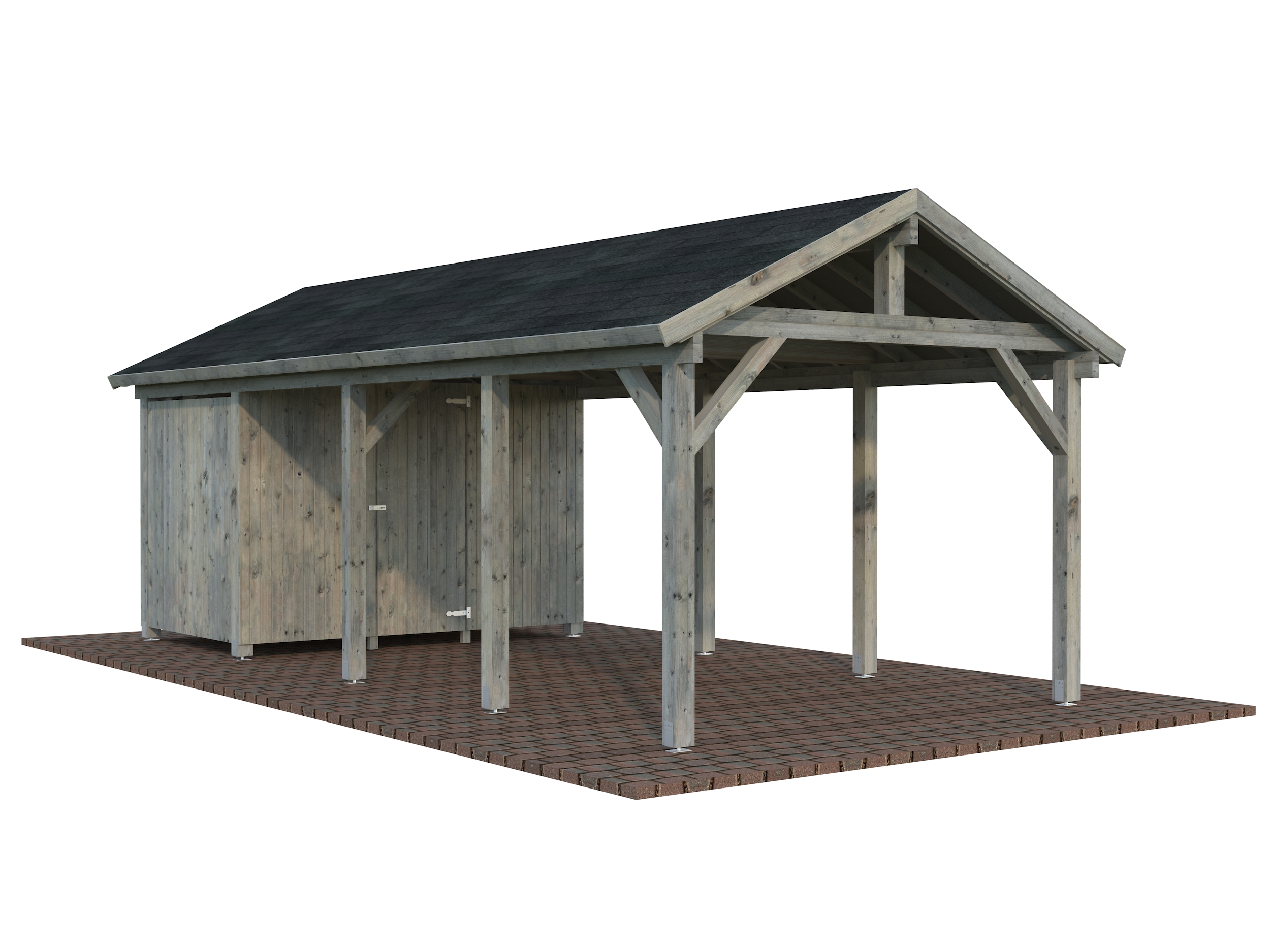 Palmako Carport Robert 23,1 m² mit Geräteraum - grau tauchgrundiert