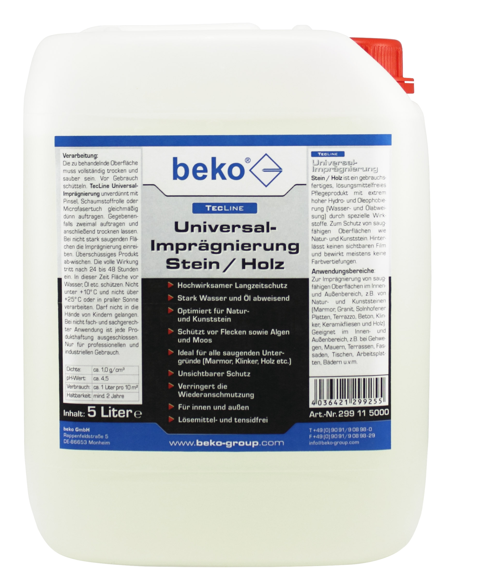 beko TecLine Universal-Imprägnierung Stein / Holz-5 l