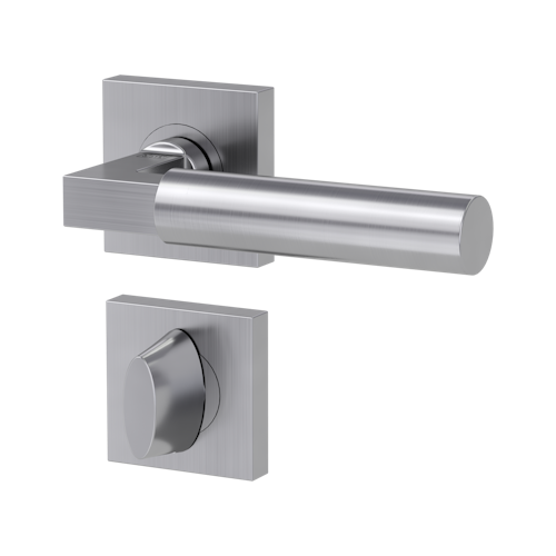 Griffwerk METRICO PROFESSIONAL Schraubtechnik GK4 -Edelstahl matt  Rosettengarnitur eckig -Schraubt. -WC rot/weiß