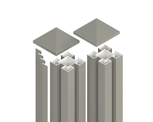 OSMO 2er-Set-Aluminiumpfosten Typ B - inkl. Pfostenkappe und 4 Abdeckleisten
