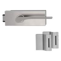 Griffwerk PURISTO S -Edelstahl matt Ganzglastürbeschlagset -3-teiliger Bandsatz -mit Griff DESM LEAF LIGHT -SG -UV