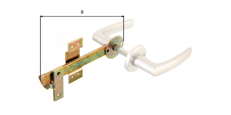 Alberts® Flechtzaun-Einzeltorverschl.,gelb vz,Drücker und Rosette aus Alu,Länge 170 mm 