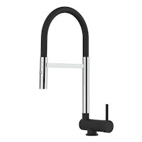 Wasserhahn Vorfenster Küchenarmatur, Umklappbar 6 CM, mit 360° schwenkbarem Auslauf, abnehmbare 2 strahl Handbrause, Verchromt und Schwarz Matt