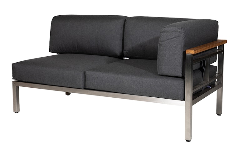 Diamond Garden Lounge-Set GOMERA Sun & Rain, Edelstahl / Teak /Tuvatextil (100 % Polyacryl) Schwarz/Silber