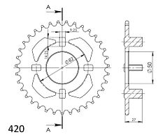 Supersprox Stahl-Kettenrad 420 42Z (Schwarz)