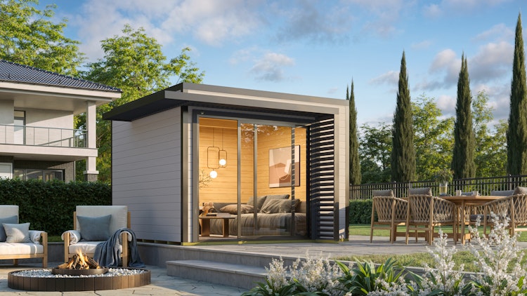 Weka Design Gartenhaus Pure Garden Amberley mit Aluminium-Schiebetür - 28 mm