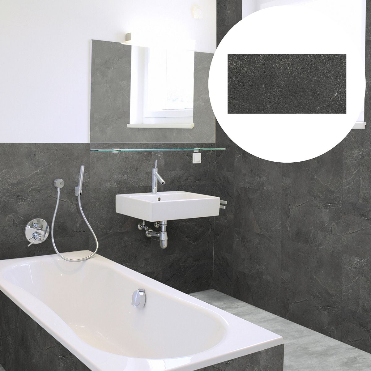 Revét Vinyl Wandfliese Slate Matt 60 x 30 cm