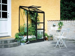 Halls Gewächshaus Altan - 0,91 m² / 1,33 m² Farbe: Schwarz 1,32 x 0,69 m - 0,91 m² (Gr. 1) 3 mm Blankglas