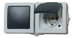 Kopp Aus-/Wechselschalter-Steckdosenkombination NAUTIC grau