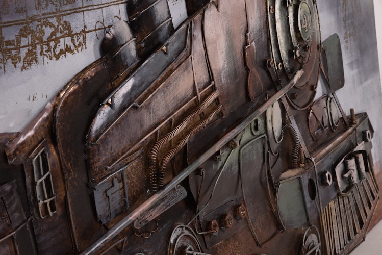 3D Metallbild Dampflok 140 x 70 cm, Stahlblech