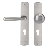 Griffwerk FABIO -Samtgrau Langschild-Garnitur -sichtbar verschraubt -Knopf R21 -WL -TS 40-45mm