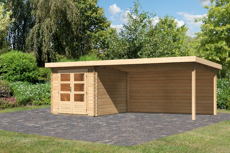 Karibu Woodfeeling Gartenhaus Bastrup 4 naturbelassen - 28 mm