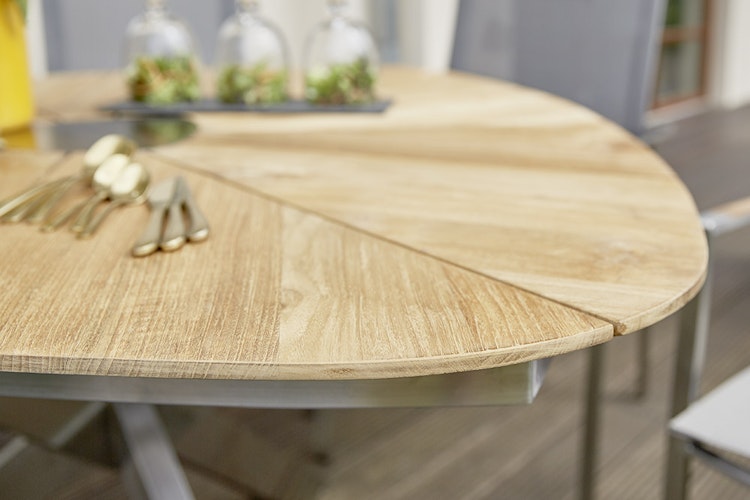 Diamond Garden Tisch LYON 150 cm Triangel, Edelstahl / Recycled Teak