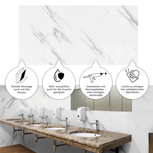 Revét Vinyl Wandfliese Marble Hochglanz 120 x 60 cm