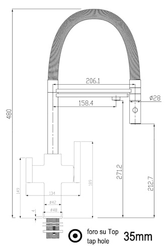 3 Wege Wasserhahn Küchenarmatur, FC, mit 360° schwenkbarem Auslauf, abnehmbare 2 strahl Handbrause, Schwarz Matt / Schwarz